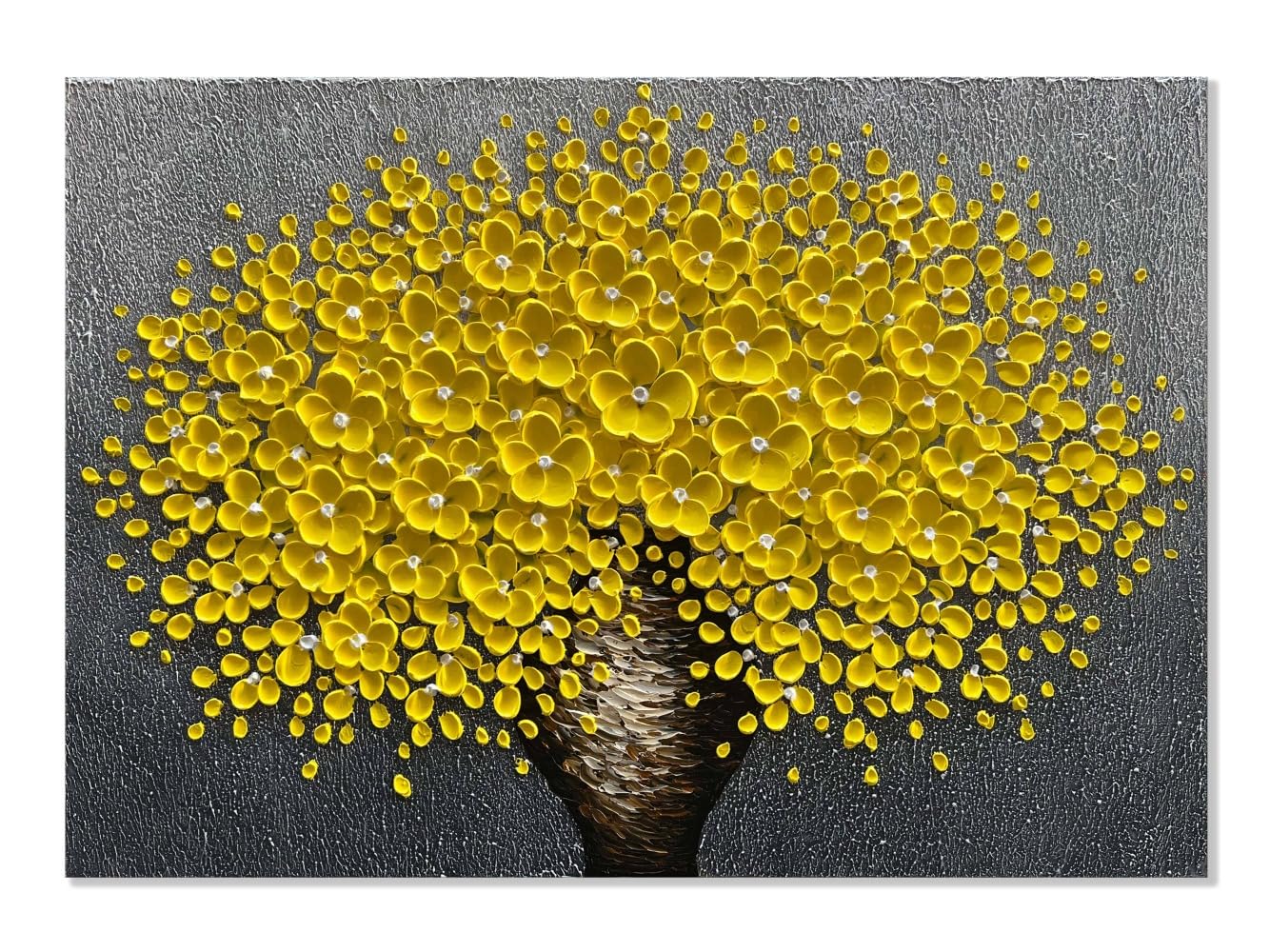 Alenoss 3D Modern Large Yellow Flowers Oil Painting - Framed Canvas Wall Art for Home Decor | Perfect for Dining Room, Bedroom & Living Room Walls | Adds Elegance to Your Interior Design
