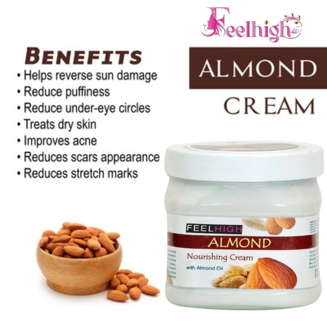 FeelHigh Almond Oil & Cucumber Enriched Face & Body Cream with Skin Purifying Gel - 2-Piece Skincare Set for Hydration & Brightening - Perfect for Daily Moisturizing & Spa Nights