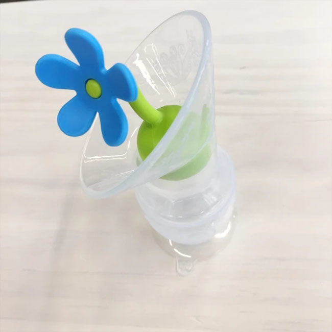 Haakaa Silicone Breast Pump Flower Stopper - Blue | Leak-Proof Breast Milk Collector for Nursing Moms | Perfect for On-the-Go Pumping & Hands-Free Use
