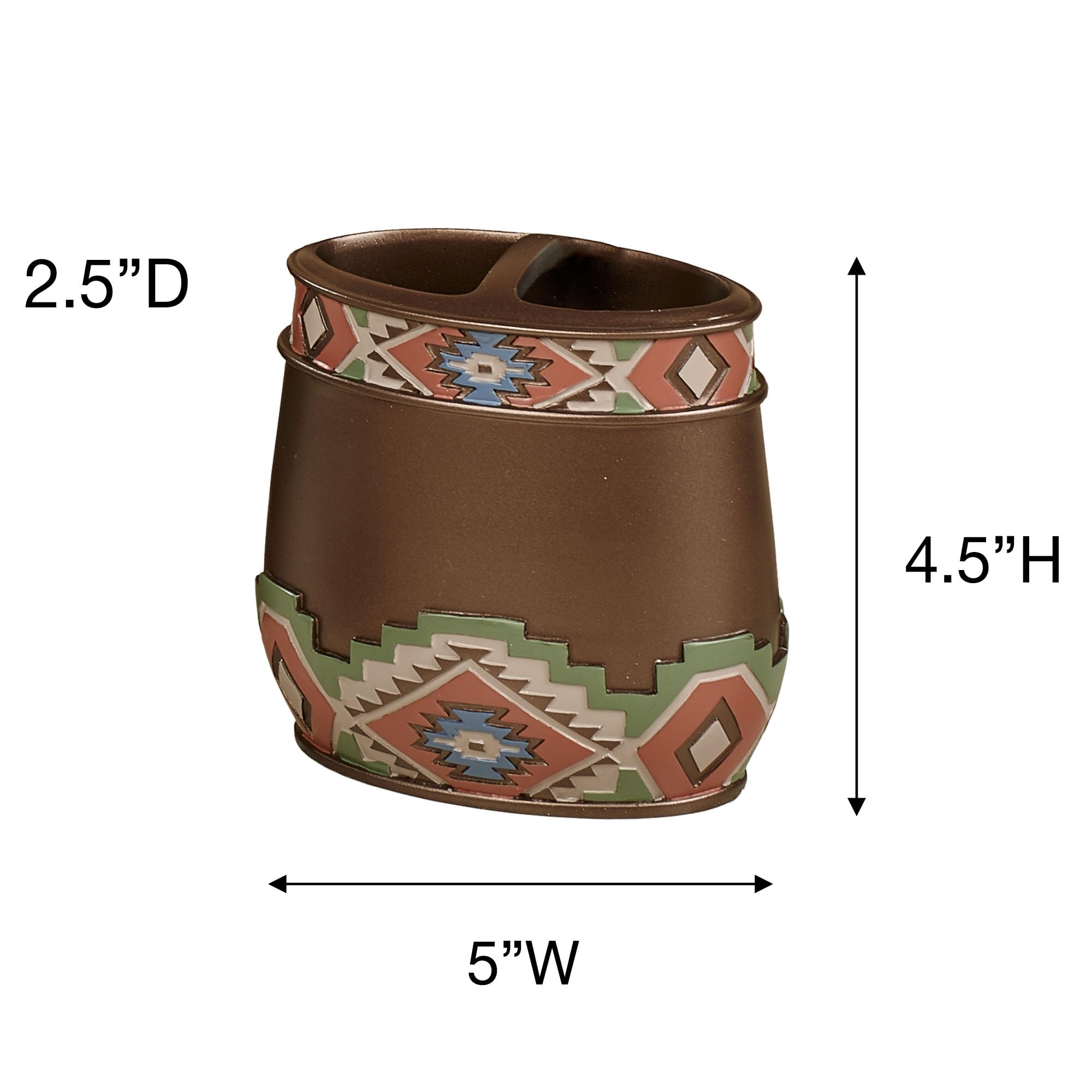 Valley View Southwest Embossed Toothbrush Holder - Multi Warm Bathroom Organizer for Toothbrushes, Perfect for Modern Homes & Spa-Like Bathrooms