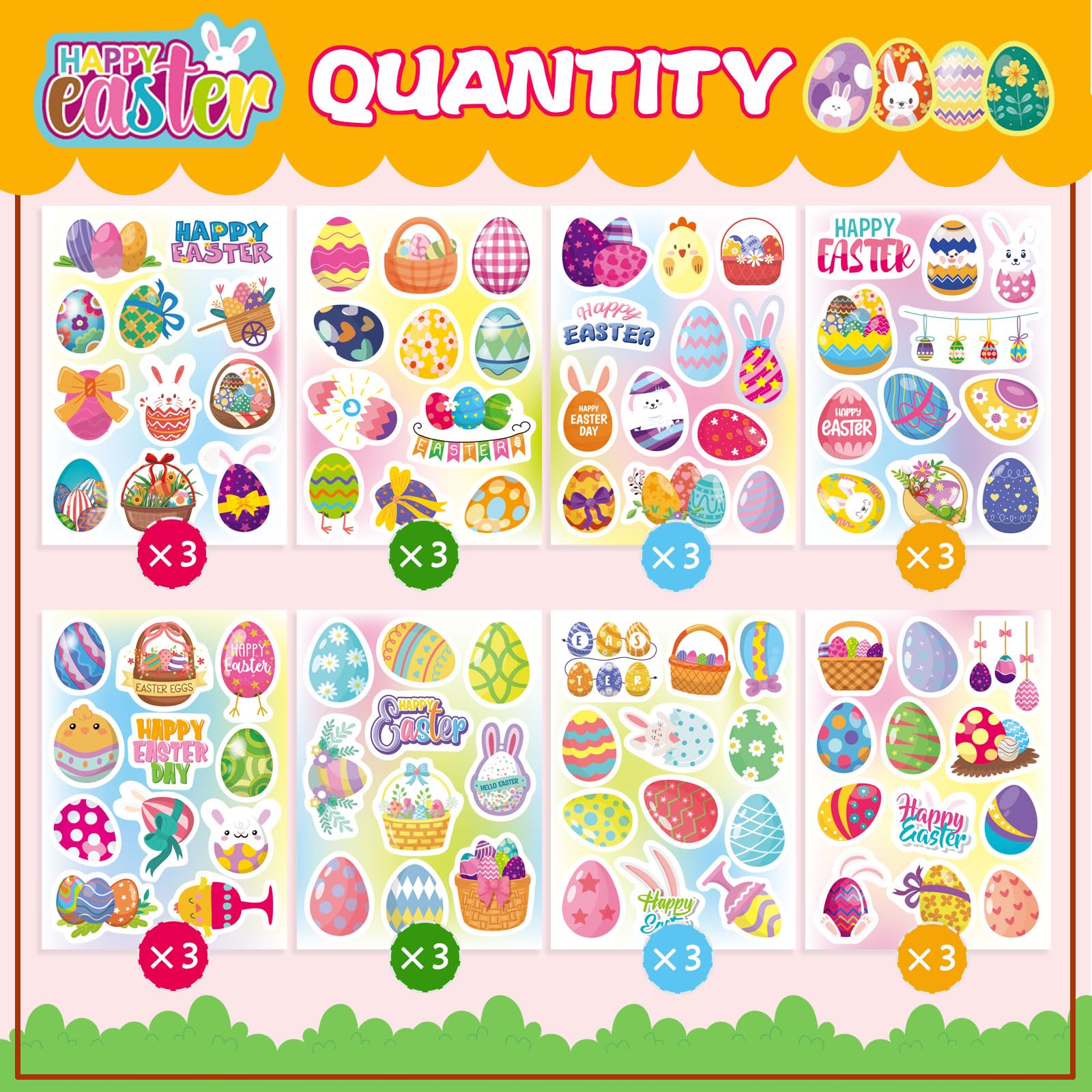 273 PCS Easter Stickers for Kids - Fun Spring Bunny & Egg Stickers for Easter Basket Stuffers, Party Favors, Scrapbooking & DIY Crafts