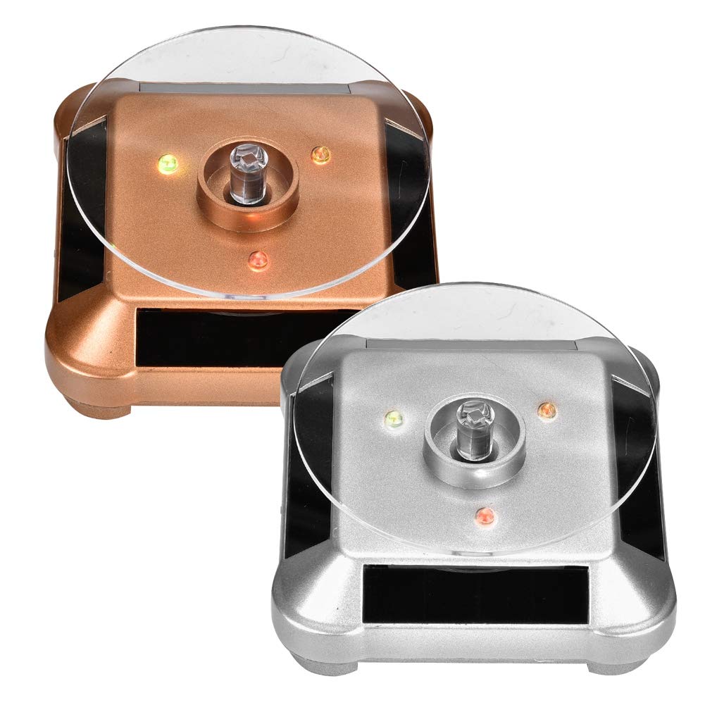 Solar Powered 360° Rotating Display Stand - Battery Operated Turntable for Jewelry, Watches, Rings & Mobile Phones | Perfect for Store Displays, Trade Shows & Home Decor Showcase