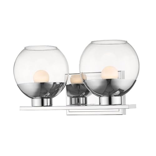 Z-Lite 1924-2V-CH-LED 2-Light Chrome Vanity Light Fixture for Bathroom & Dressing Room Makeup Mirror Lighting