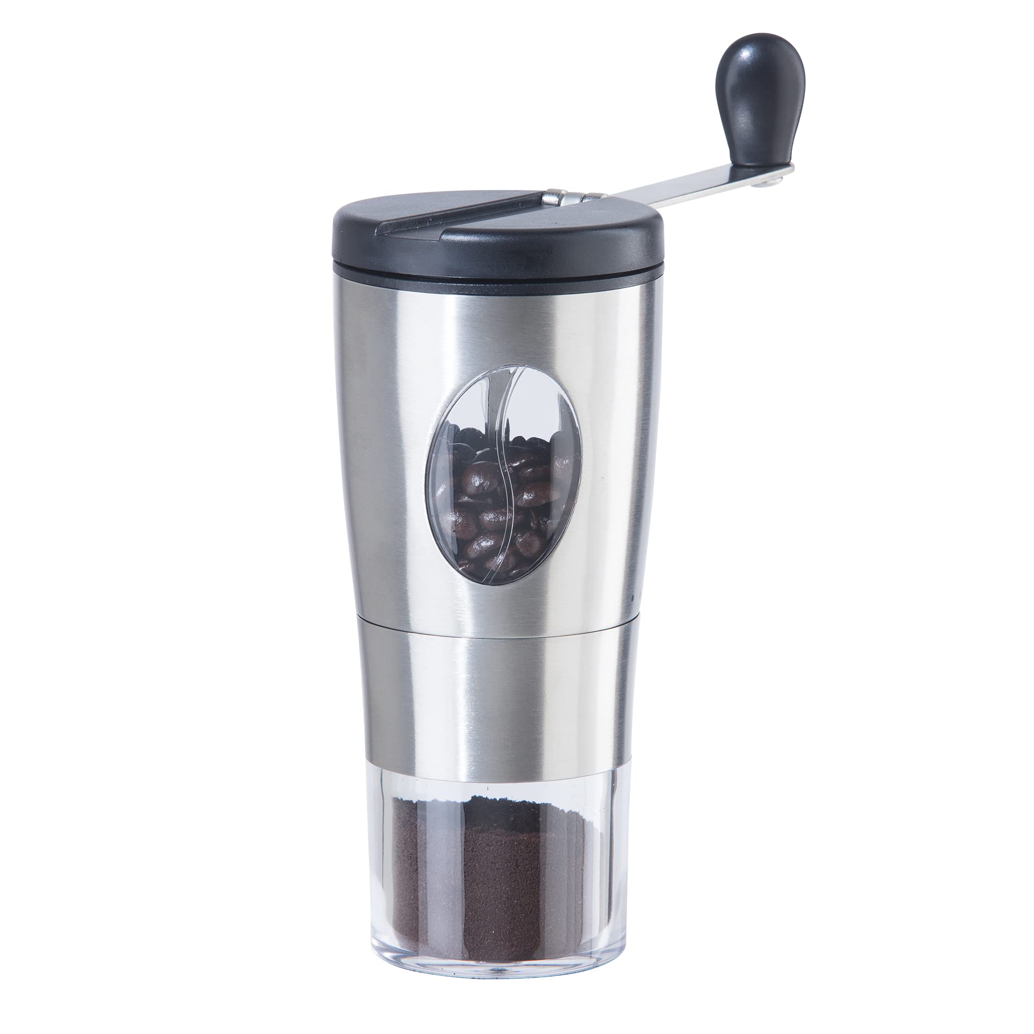 Premium Oggi Manual Coffee Grinder - Stainless Steel Burr Mill with Flip-Over Handle for Compact Storage - Perfect for Home, Office & Travel Coffee Brewing