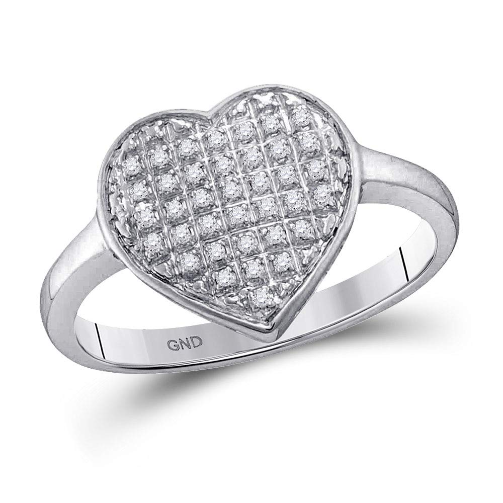 10K White Gold Women's Round Diamond Heart Cluster Ring - 1/4 CTTW - Elegant Jewelry Gift for Valentine's Day, Anniversary & Special Occasions