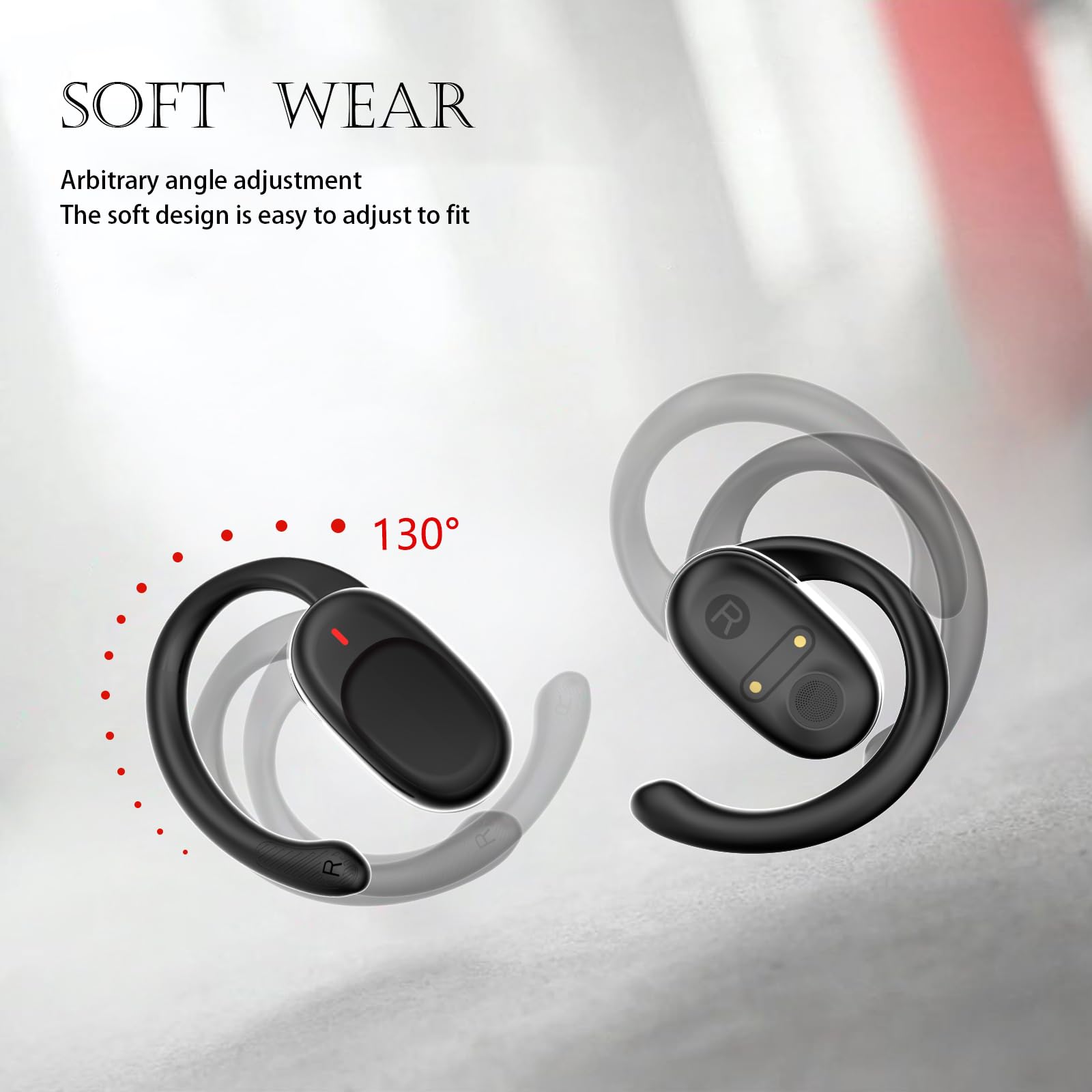 Wireless Bone Conduction Headphones with Ear Hooks - Open Ear Bluetooth Earbuds for Running, Cycling, Workouts & Outdoor Activities - Sweatproof & Comfortable Sports Headphones