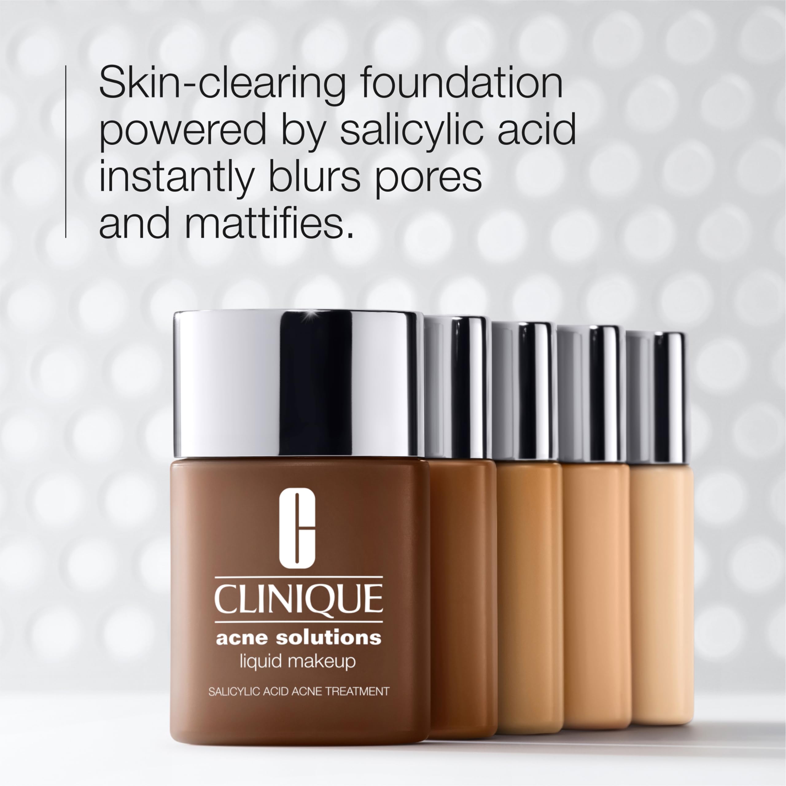 Clinique Acne Solutions Liquid Foundation with Salicylic Acid for Dry, Combination & Oily Skin | Medium Coverage Natural Matte Makeup | Oil-Free Acne Treatment Foundation for Daily Wear & Sensitive Skin