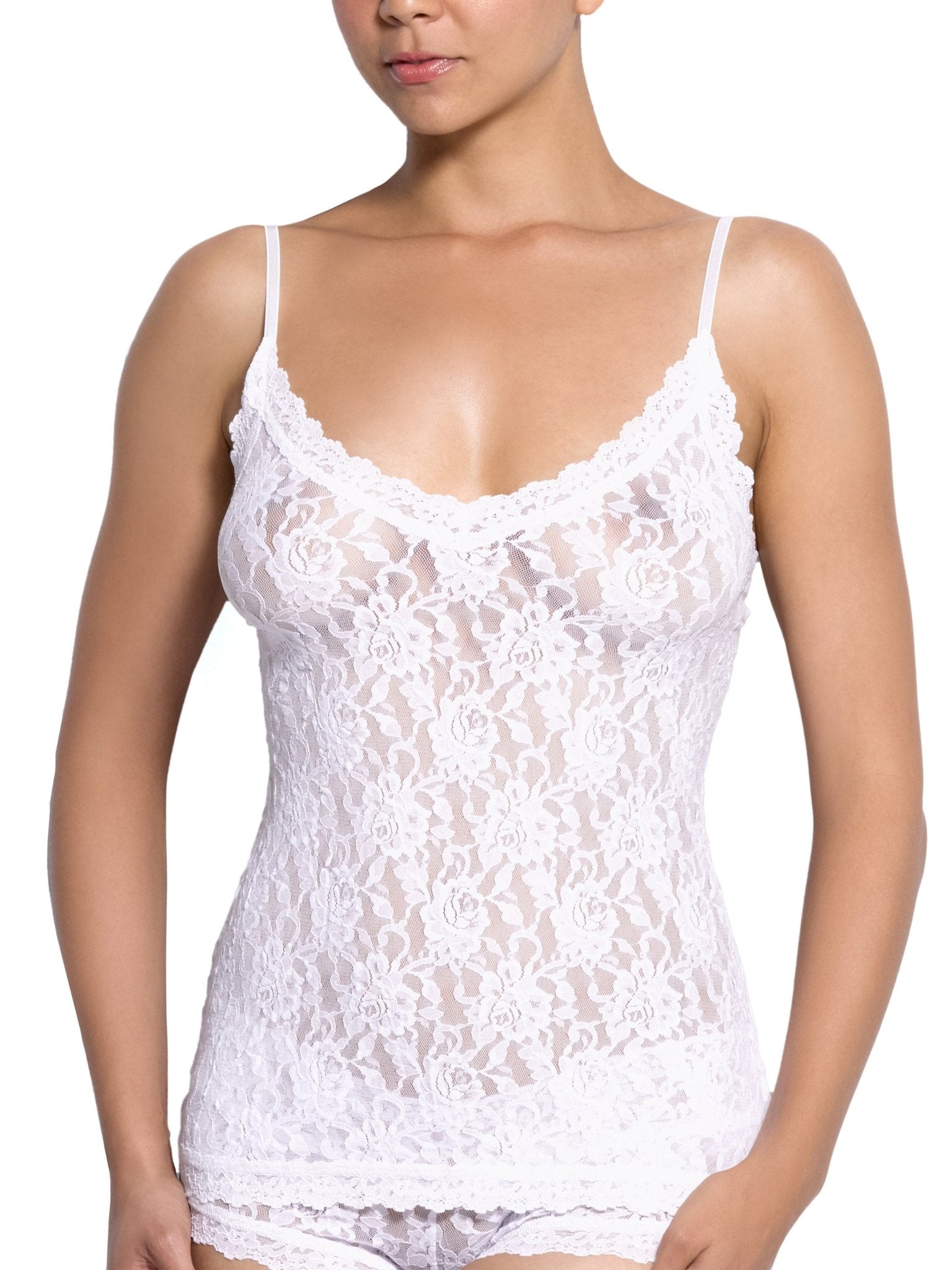 Signature Lace V-Neck Cami Top - Women's Elegant Lingerie & Layering Piece for Date Night, Bridal Shower or Everyday Wear