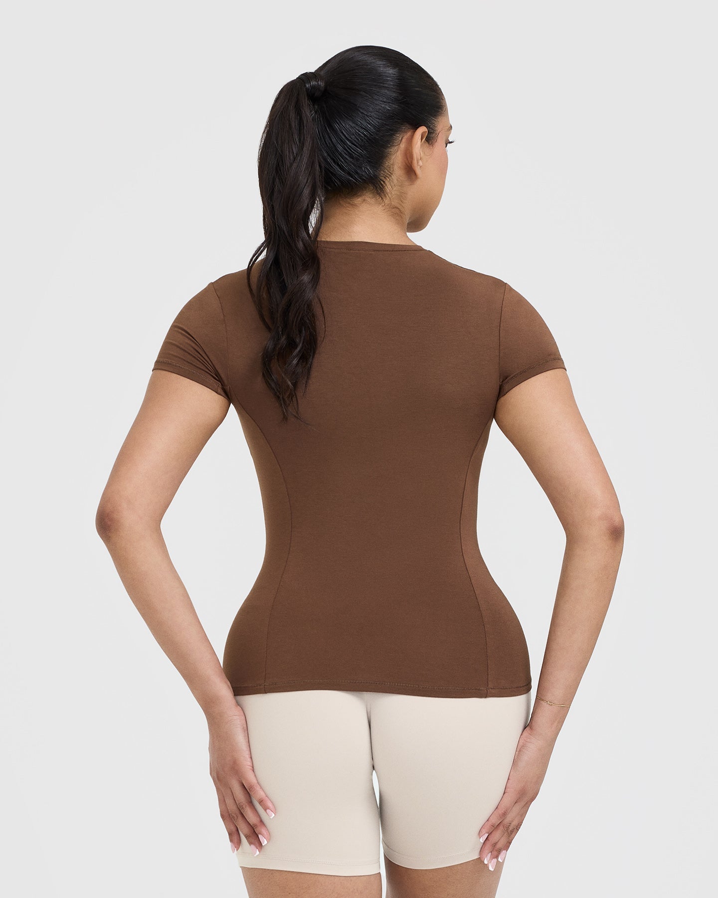 Mellow™ Soft Short Sleeve T-Shirt for Women - Comfortable Cotton Crew Neck Tee in Nude Size 4 | Perfect for Casual Wear, Layering & Everyday Outfits