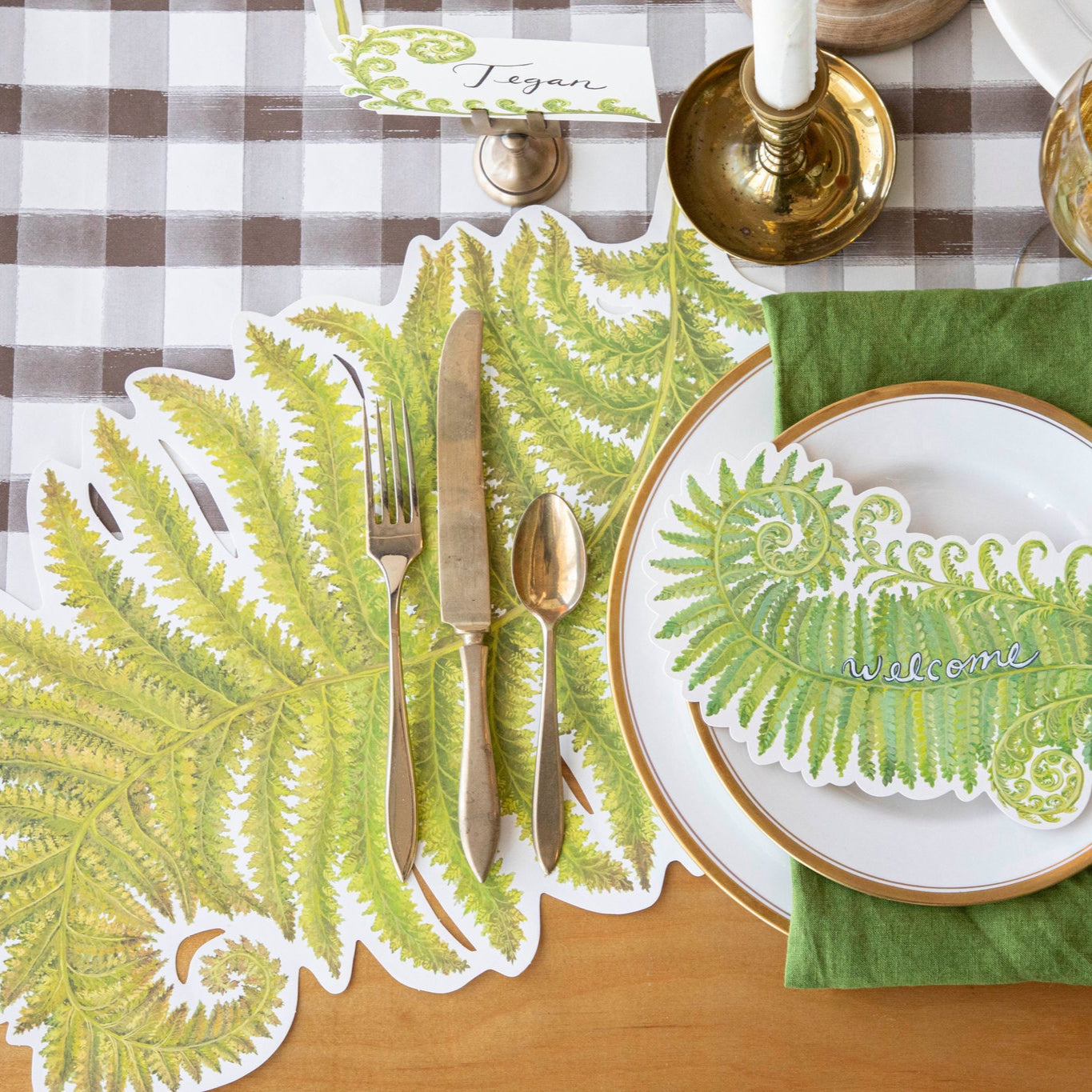 Eco-Friendly Die-Cut Fern Placemats Set of 4 - Natural Fiber Table Mats for Dining, Kitchen, and Party Decor - Perfect for Farmhouse, Boho, and Spring Table Settings