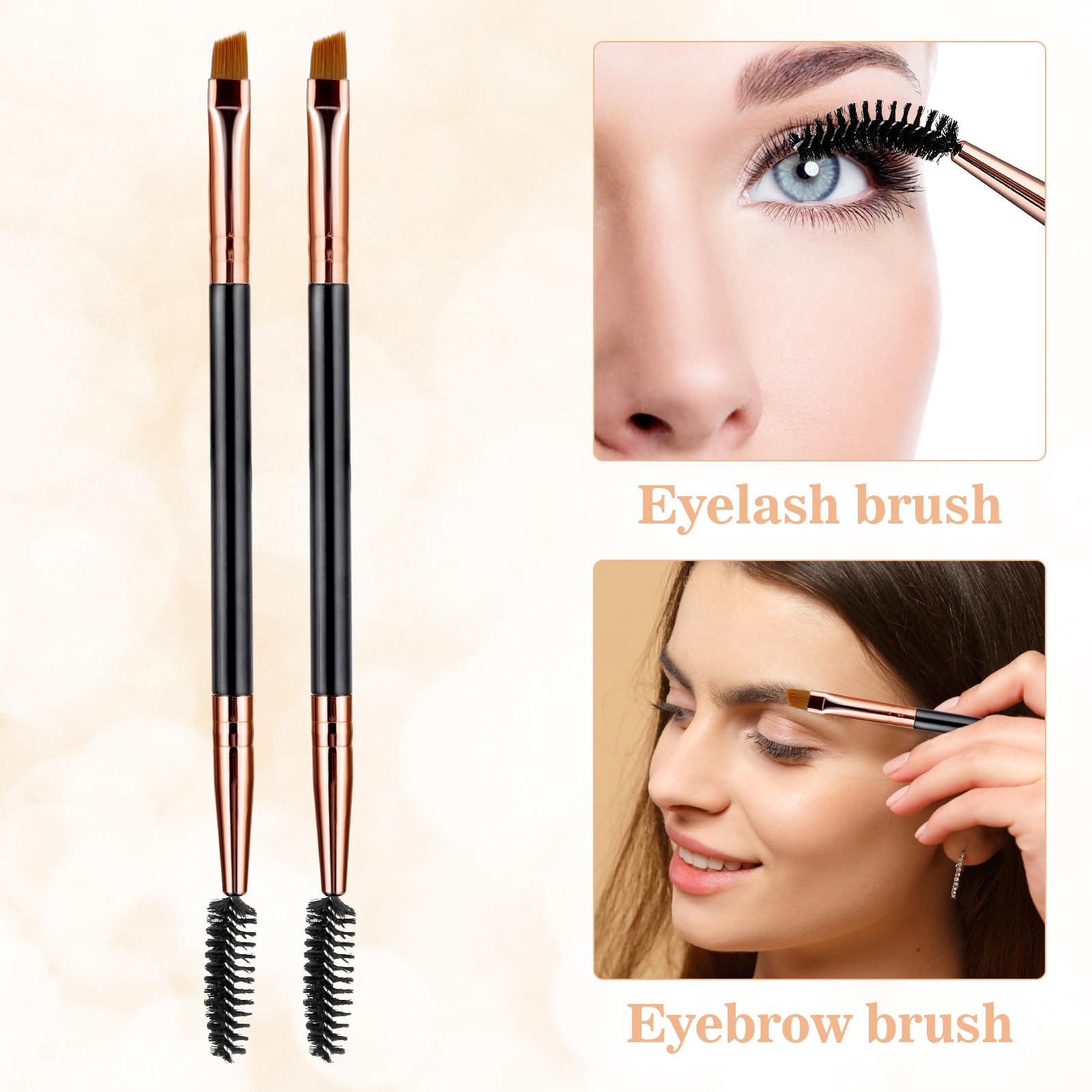 10Pcs Eyebrow Brush Set - Double Ended Spoolie & Angled Brow Brushes for Precision Makeup & Blending - Perfect for Eyebrow Powder & Eyelash Tint Application