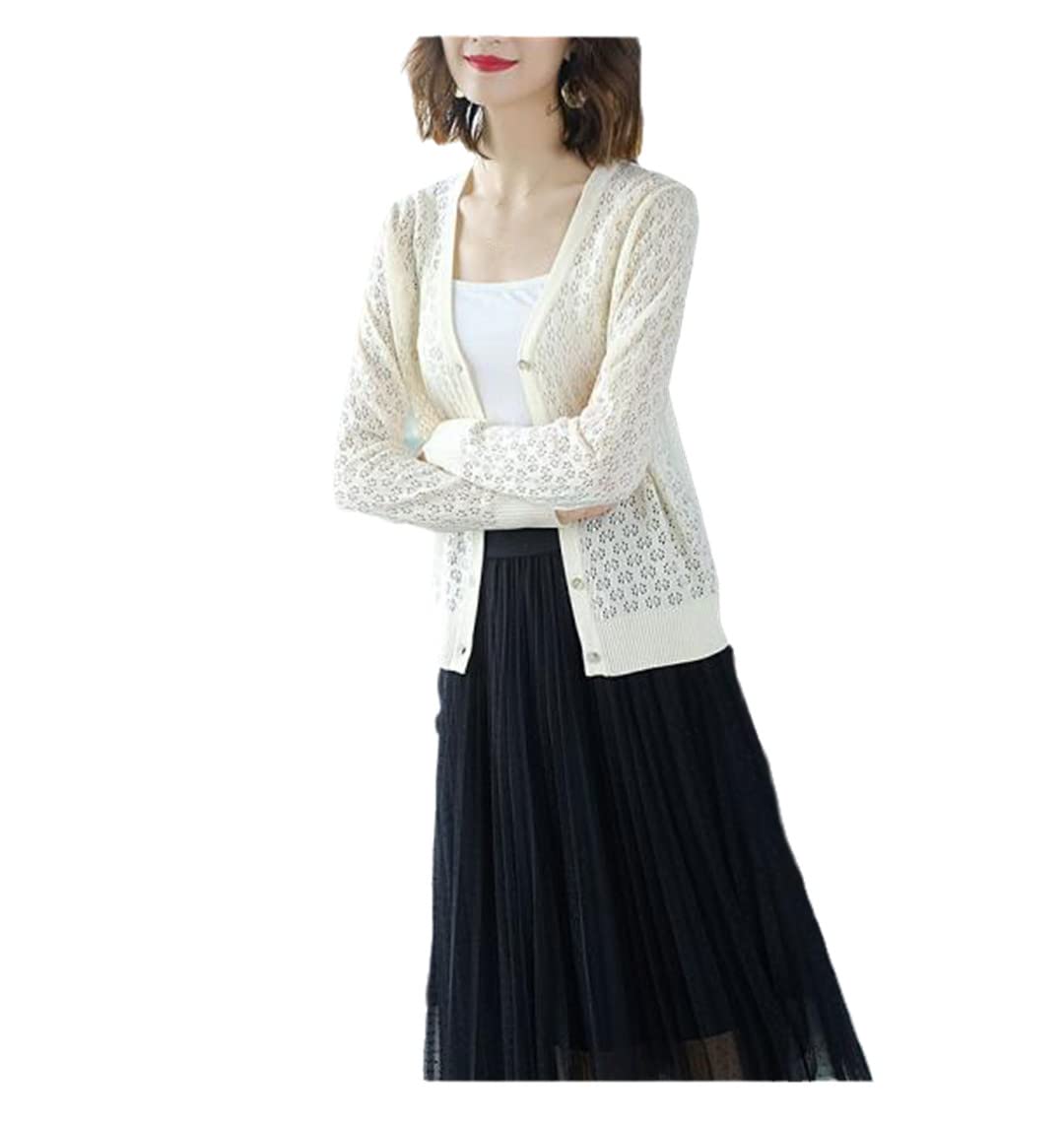 Elegant Women's Wool Knit Cardigan - Hollow Out Thin Knitwear for Ladies | Perfect for Office, Date Night & Fall Layering