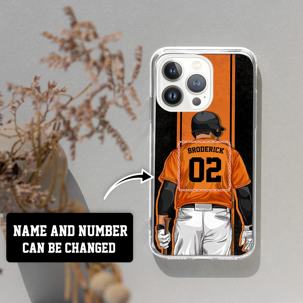 Custom Name & Number Personalized Baseball Jersey Phone Case for iPhone 16/15/14/13/12/11/XR/X/XS/8/7 Plus/Mini/Pro Max - Unique Sports Design for Baseball Fans & Team Spirit