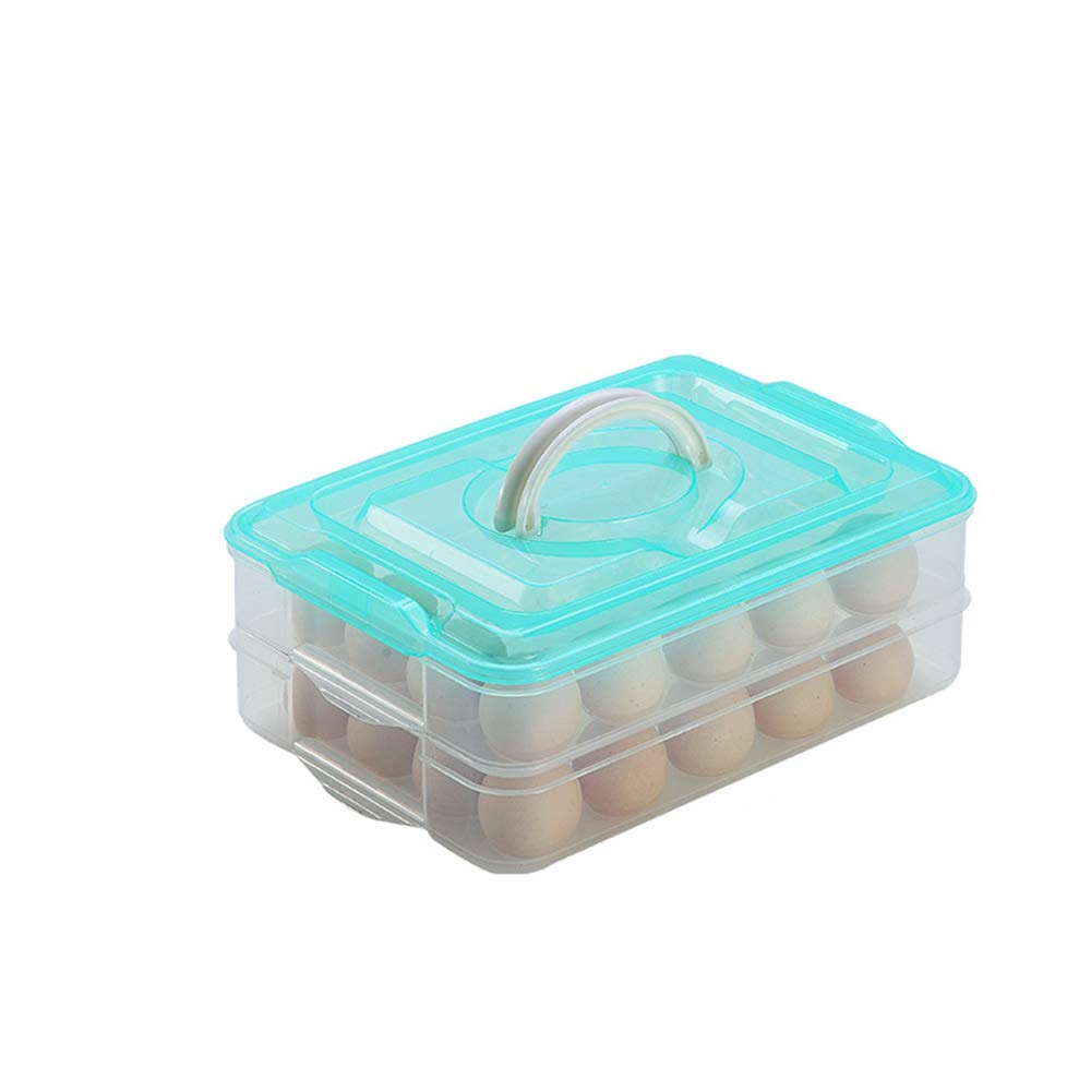 2-Layer Deviled Egg Tray with Lid - Large 40-Capacity Food Storage Container with Handle - Refrigerator Egg Holder for Parties, Picnics & Holiday Gatherings (Green)