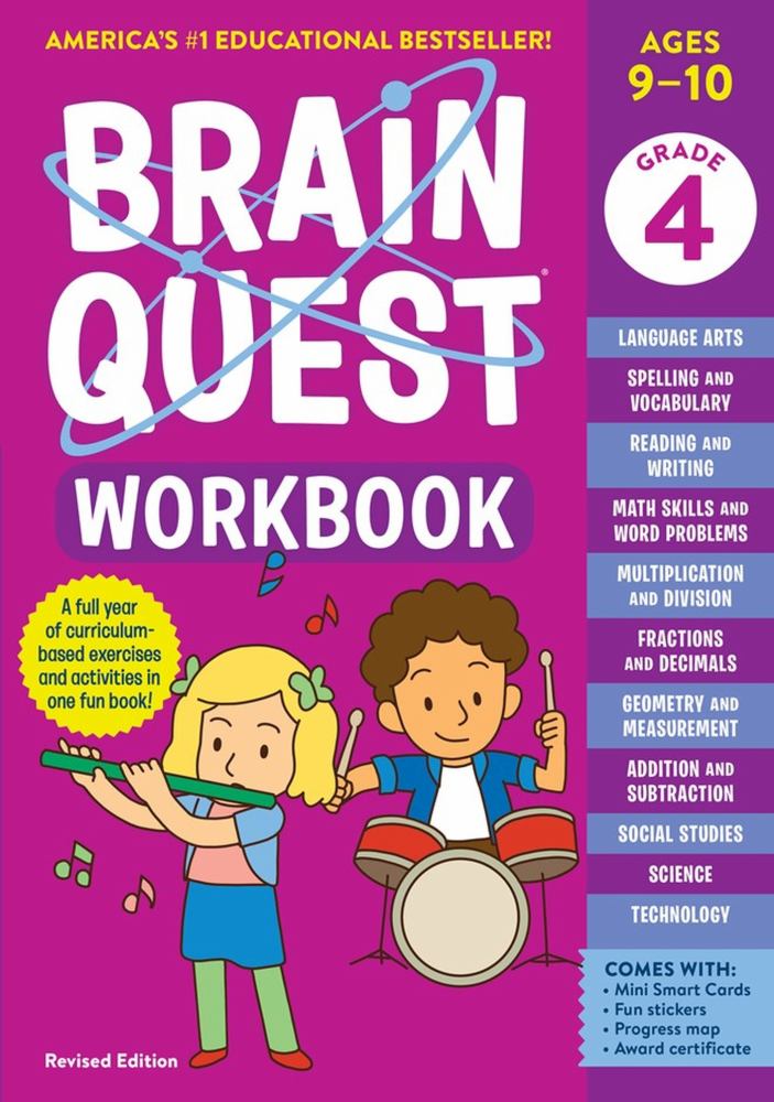 Brain Quest Grade 4 Workbook with Mini Smart Card Deck - Fun Learning Activities for Kids Ages 9-10 | Perfect for Homeschooling & Summer Learning