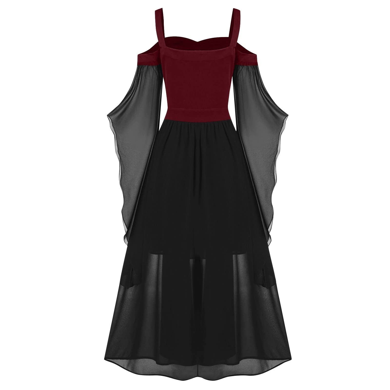 Gothic Renaissance Dress for Women - Elegant Medieval Halloween Costume with Butterfly Sleeves & Lace Details | Perfect for Halloween Parties, Cosplay, and Renaissance Fairs