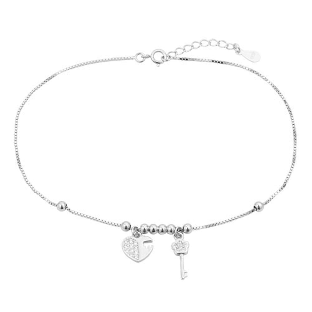 Elegant Sterling Silver Heart Anklet for Women & Girls | Dainty Ankle Bracelet Jewelry | Perfect for Beach, Summer & Everyday Wear