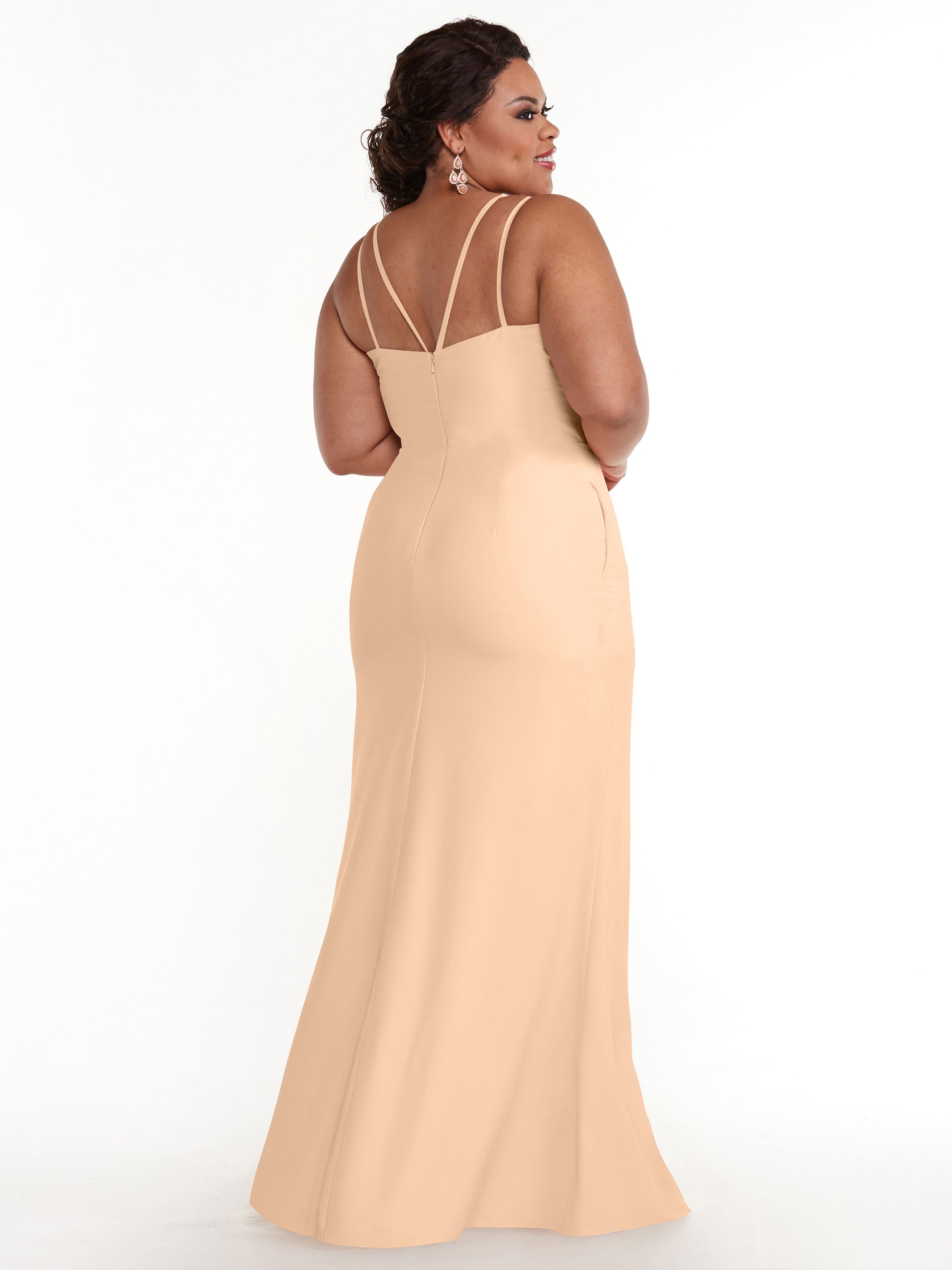 Elegant 83030 Sheath Stretch Chiffon Bridesmaid Dress with Bateau Neckline & Thigh Slit - Perfect for Weddings, Formal Events & Evening Parties