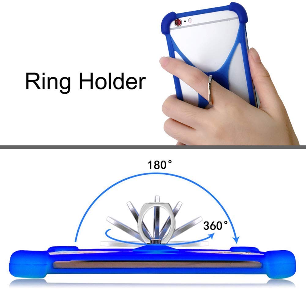 Shockproof 360° Rotate Ring Grip Silicone Bumper Case for Sony Xperia XA2 Ultra/XA/Z5 Premium/XZ/XZs/XZ2 Compact/XZ1 - Orange with Ring | Perfect for Outdoor Activities, Travel & Daily Protection