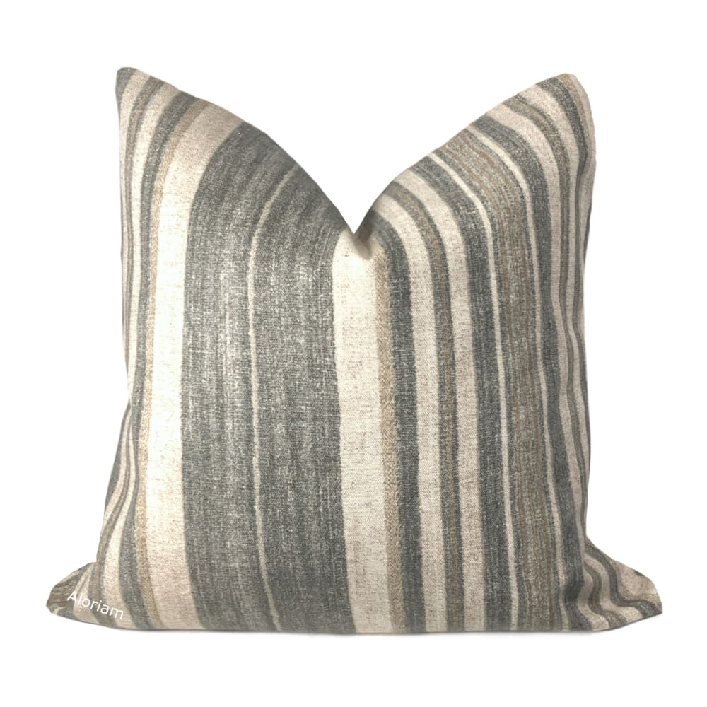 Stylish Cape Cod Brown Beige Stripe Cotton Pillow Cover - Coastal Home Decor for Sofa, Bed & Living Room