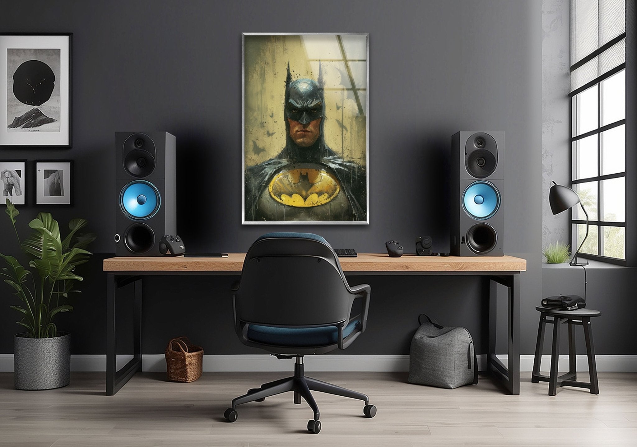 Batman Glass Wall Art - Stunning Superhero Decor for Home & Office - Perfect for Living Room, Bedroom, or Man Cave