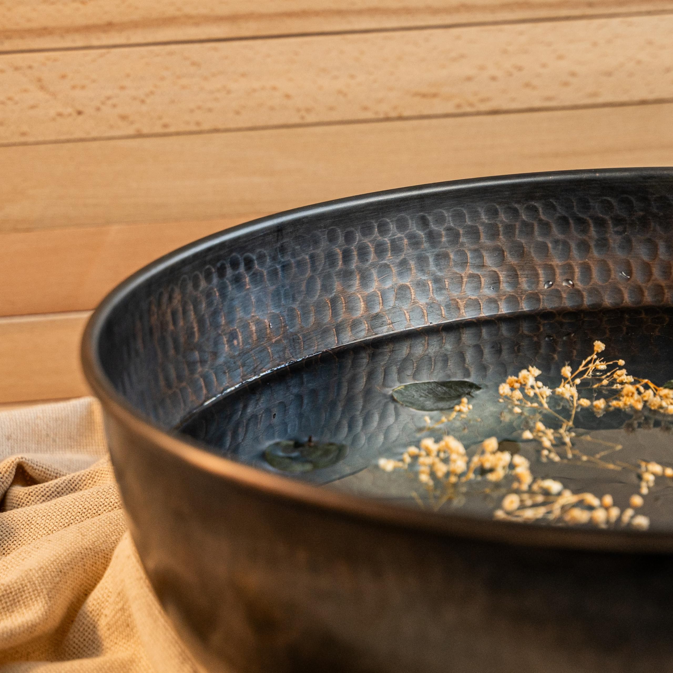 Handmade Hammered Copper Pedicure Bowl - 14 Inch Large Foot Soaking Basin for Spa & Home Relaxation | Portable Pedicure Tub for Self-Care & Gift | 100% Pure Solid Copper (Dark Copper) | Perfect for At-Home Spa Days, Pedicures & Foot Therapy