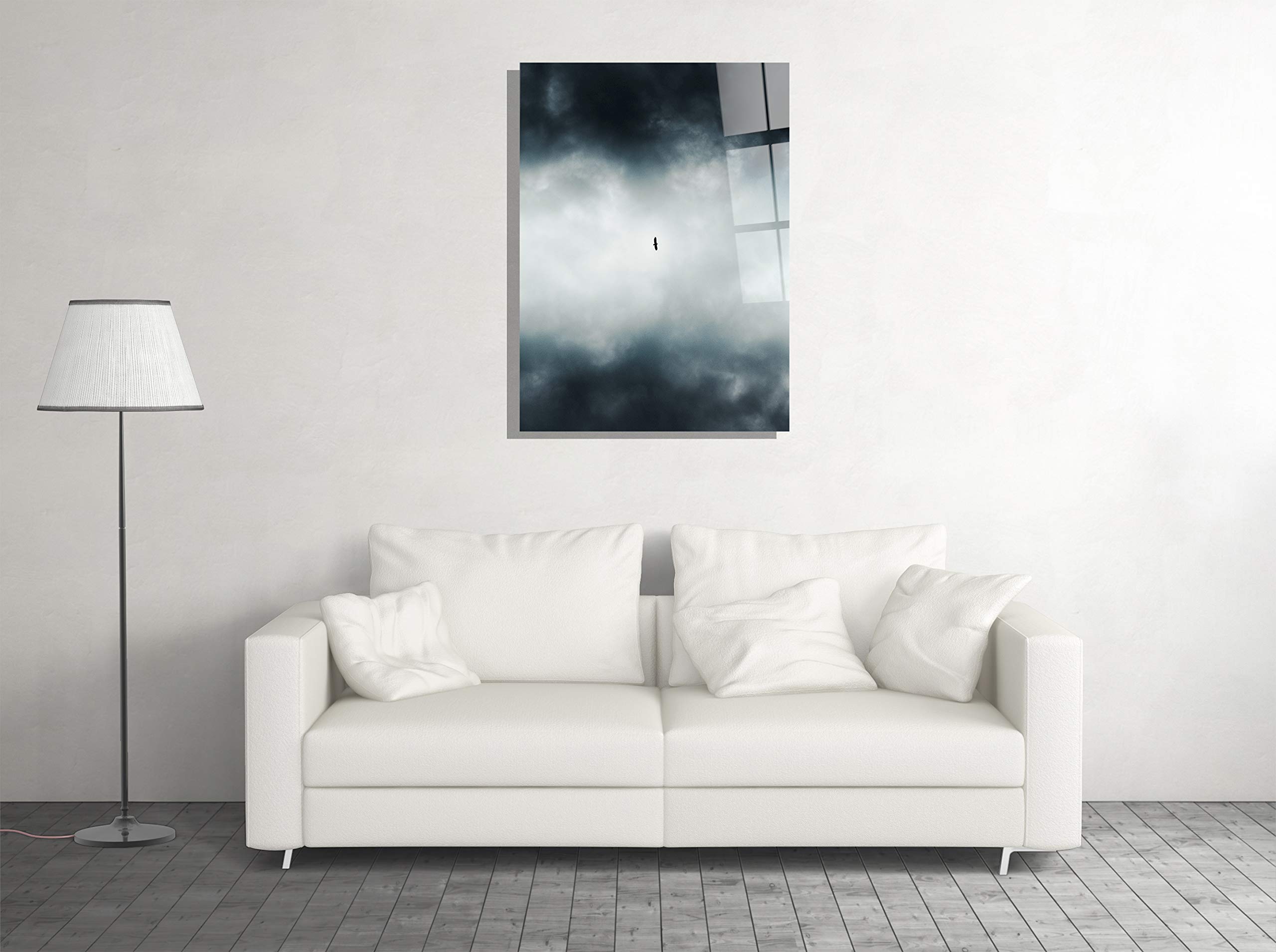 Premium Bird in The Sky Tempered Glass Wall Art - Nature Inspired Modern Decor for Home, Office & Hotel - Perfect Gift Idea (24x36 Inches) - Elevate Your Living Room, Bedroom or Workspace Decor