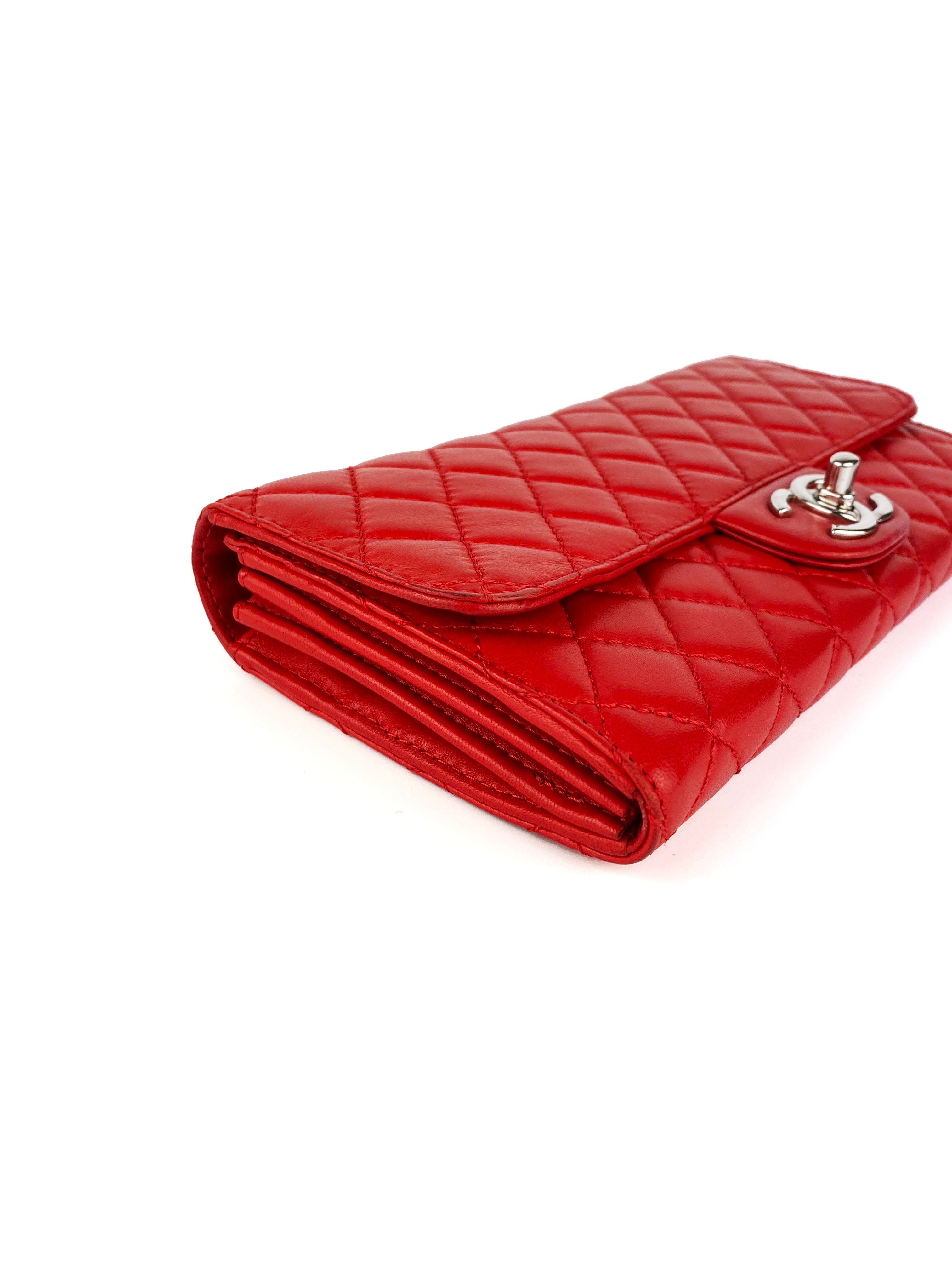 Authentic Chanel Red Lambskin Classic Flap Clutch Bag - Luxury Designer Crossbody Purse for Women | Perfect for Evening Parties, Date Nights & Special Occasions