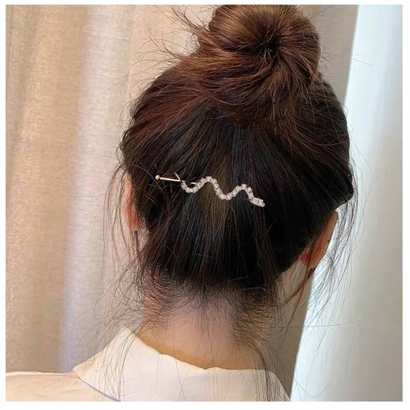 Boho Rhinestone Hair Clip - Silver Wave Crystal Hair Barrette, Vintage Hair Pins & Decorative Bobby Pins for Women & Girls | Perfect for Weddings, Parties & Everyday Elegance (Silver)