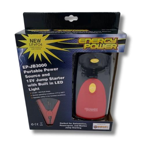 Energy Powr Car Battery Jump Starter - 2000A Peak LIFEPo4 Power Bank with USB Ports for Emergency Vehicle Jump Start | Perfect for Roadside Emergencies, Camping Trips & Winter Car Care
