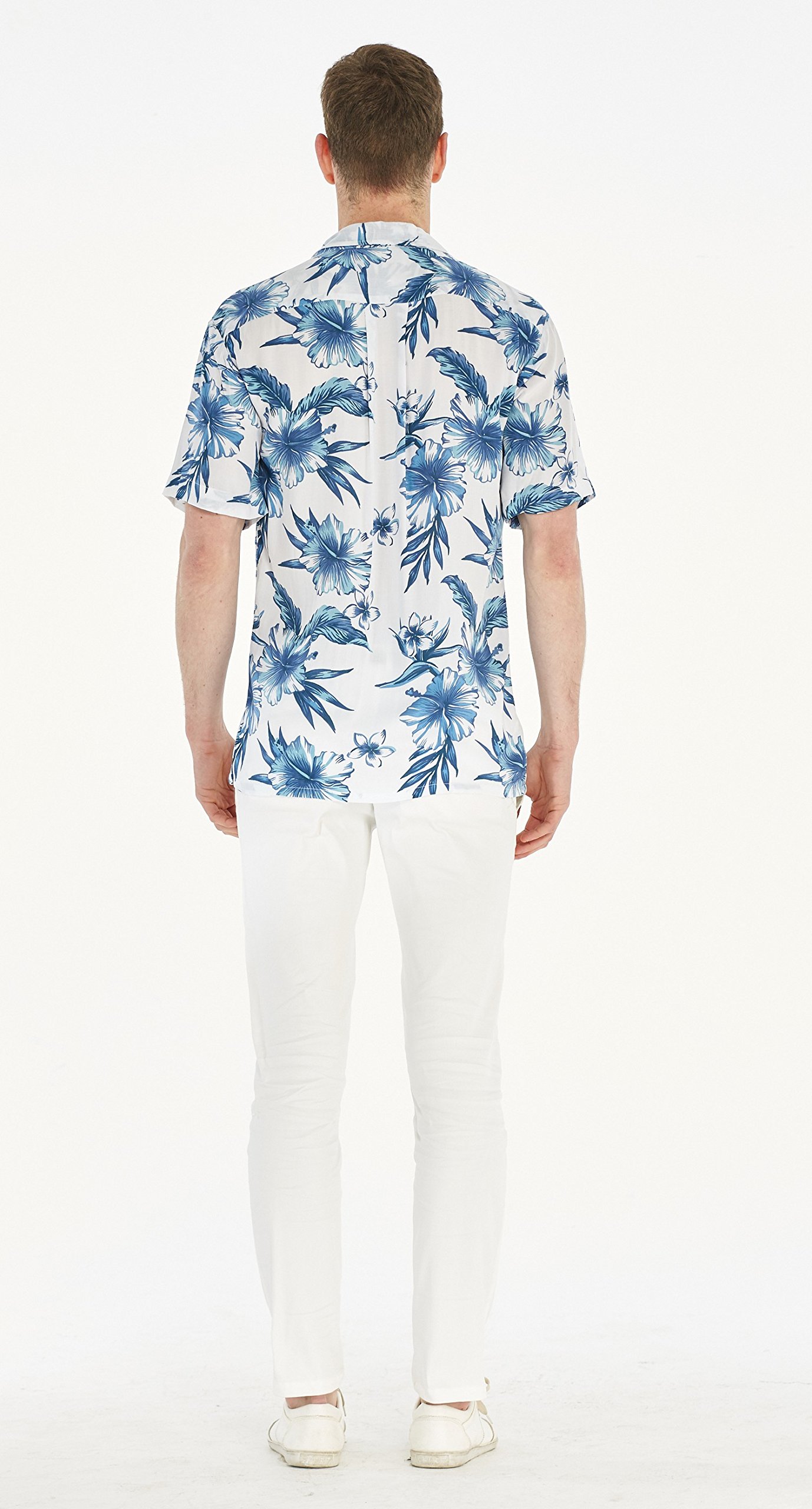 **Couple Matching Hawaiian Luau Aloha Shirt & Tank Dress - Day Dream Bloom Print - Tropical Vacation Outfits for Beach, Summer & Date Nights**