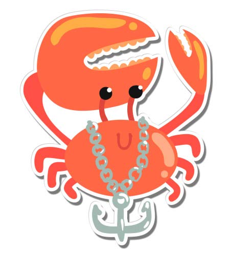 Cool Crab with Anchor Cute 3