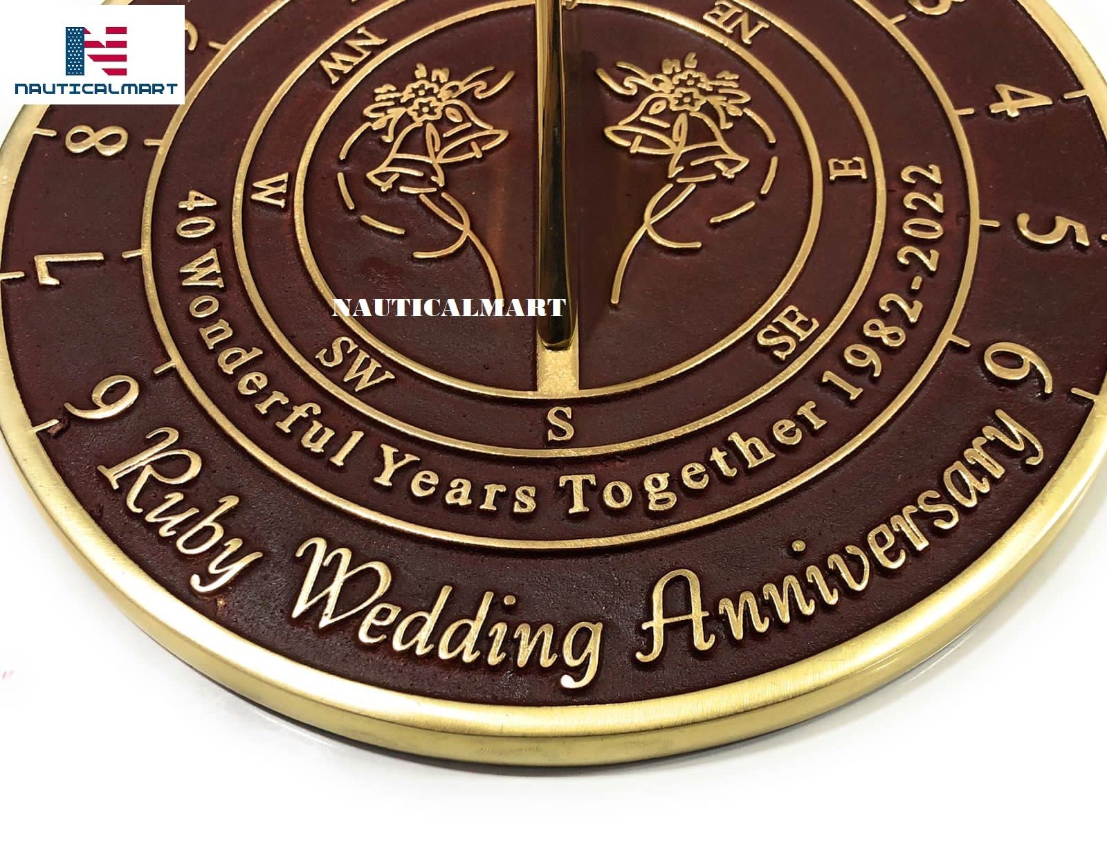 Ruby Wedding Anniversary Sundial Gift - 40th Year Keepsake for Couples - Perfect for Outdoor Garden, Patio & Home Decor