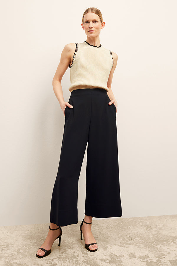 Elena Travel Culotte Pants - Everyday Crepe Fabric in Black | Comfortable Stretch Women's Trousers for Work, Travel & Casual Wear