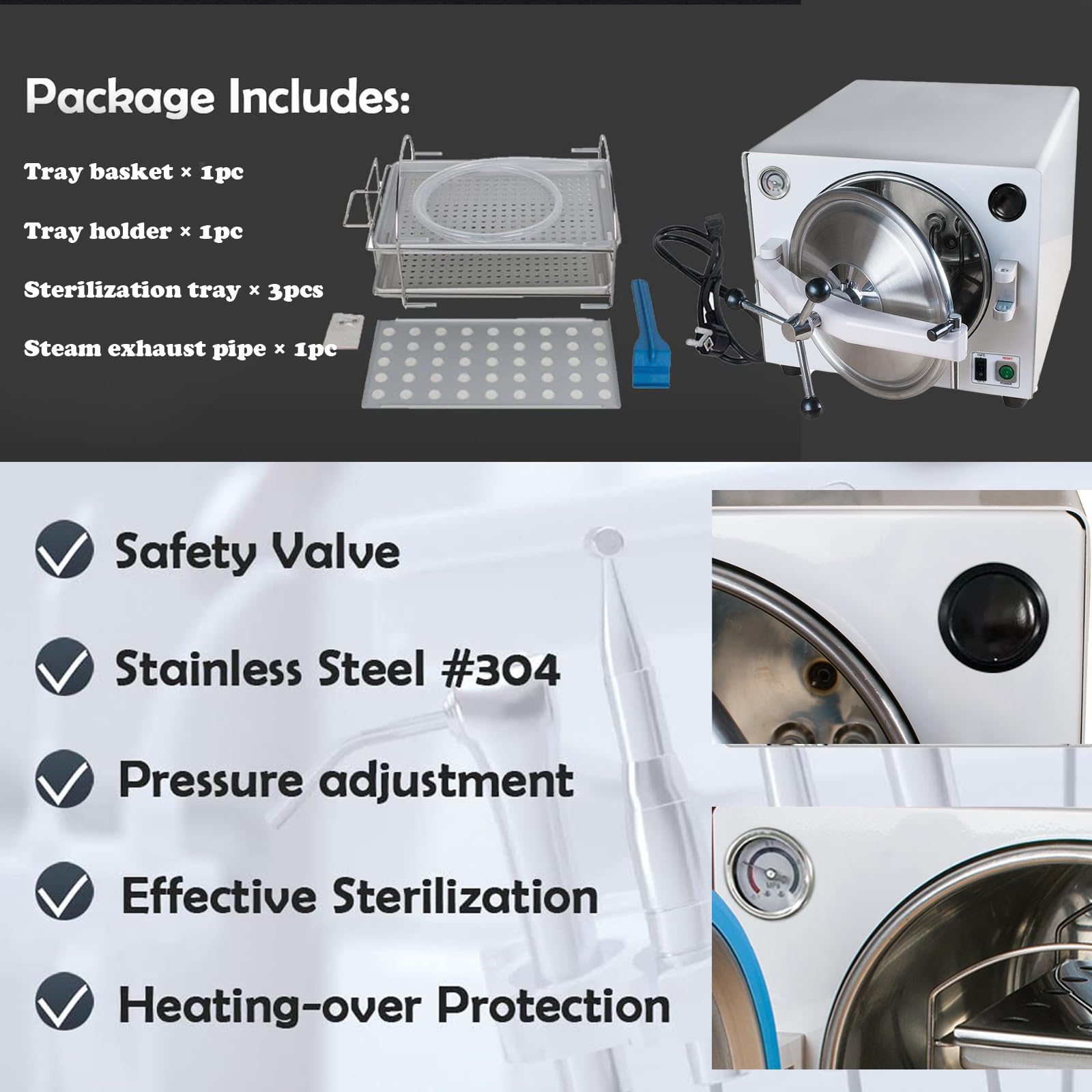 18L Steam Autoclave Sterilizer Machine - 900W Laboratory Autoclave with Safety Lock for Medical, Dental & Beauty Tools | Perfect for Clinic, Hospital & Tattoo Studio Use