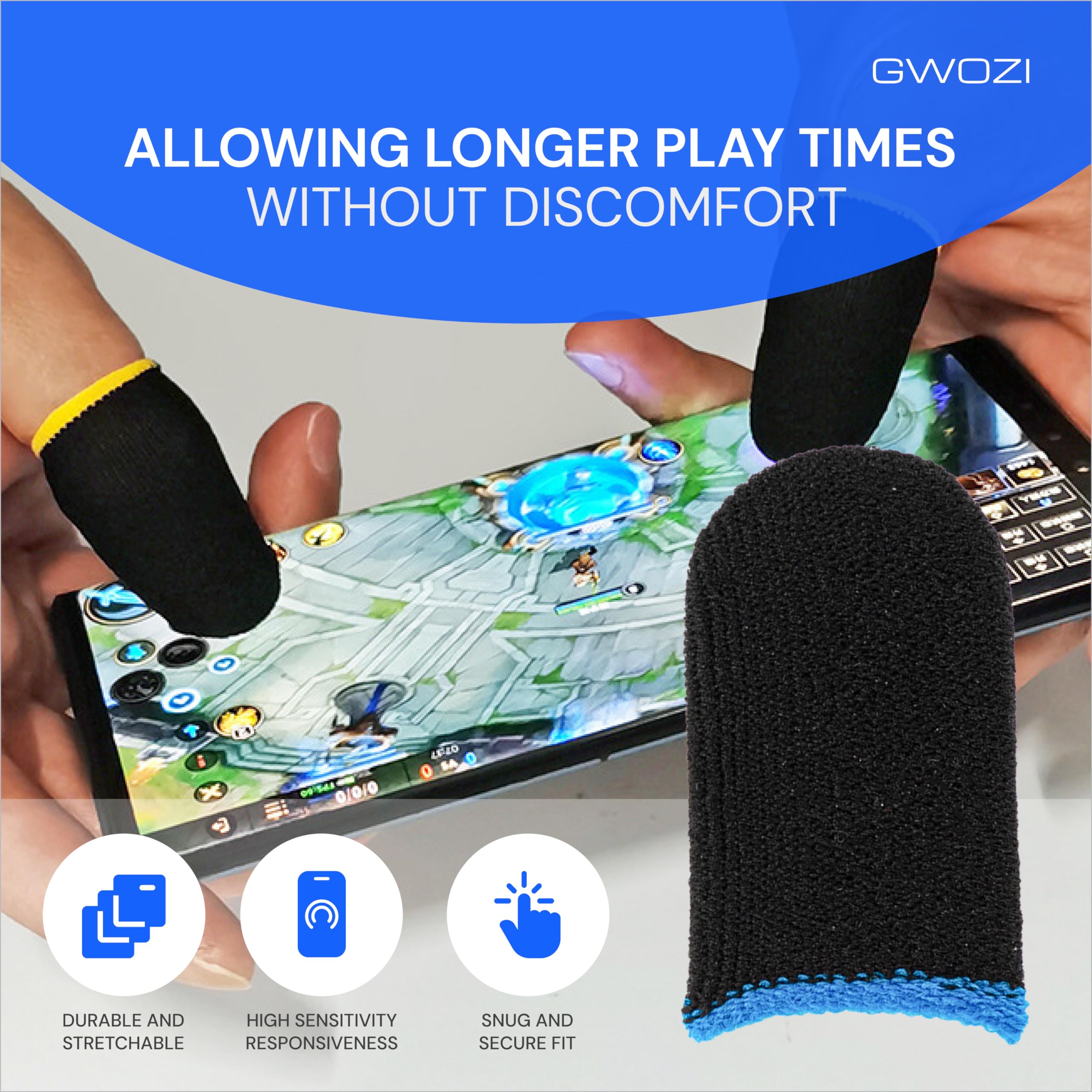 Touch Screen Gaming Finger Sleeves - 8 Pcs Sweatproof Mobile Game Finger Protectors for Thumb & Fingers | Perfect for PUBG, Call of Duty & Fortnite Players