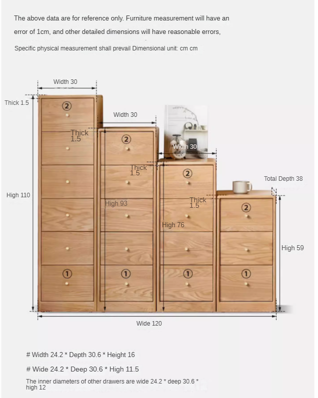 Solid Oak & Beech Wood Chest of Drawers - 5-Drawer Storage Cabinet with Multi-Functional Design for Bedroom, Living Room, and Office Organization