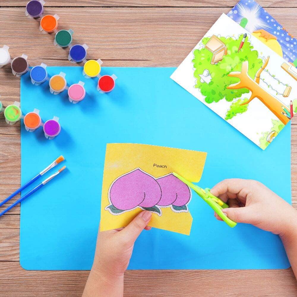3-Pack Large Silicone Mats for Crafts, Resin Jewelry Casting, Liquid Pouring - 15.7” x 11.8” Non-Slip Work Surface (Blue, Purple, Yellow) - Perfect for DIY Art Projects, Epoxy Resin Molds, and Table Protection
