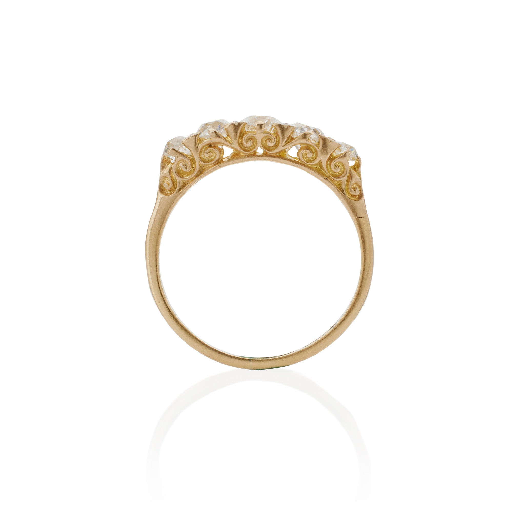 Antique English 18K Gold Five-Stone Diamond Ring - Vintage Engagement Ring, Wedding Band, Anniversary Gift for Her