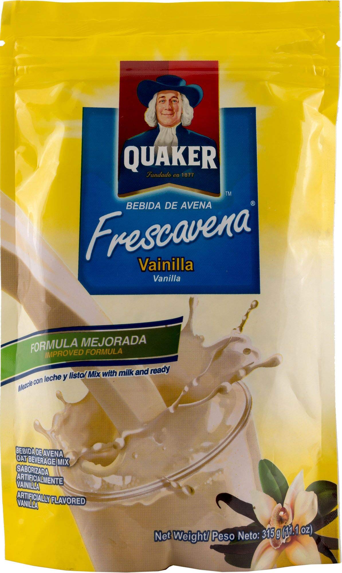 Quaker FrescAvena Vanilla Flavor Oat Beverage Mix - 11.1 Oz (Pack of 1) | Instant Oatmeal Drink Powder | Perfect for Breakfast, Smoothies & Healthy Snacks