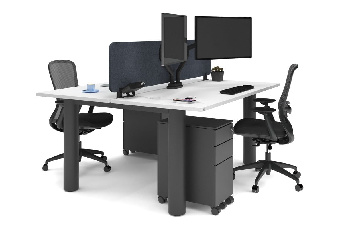 Quadro Cylinder Leg 2 Person Office Workstation - 1800L x 700W Modern Desk for Collaborative Workspaces | Perfect for Office, Coworking Spaces & Home Offices