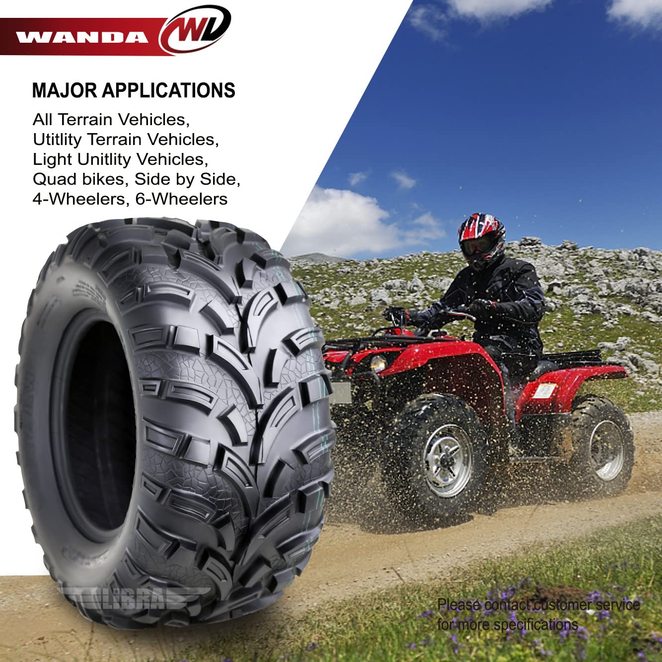 WANDA ATV/UTV Tires 25x11-12 6PR Light Mud Terrain Tires - Set of 4 - Perfect for Off-Road, Mudding & Trail Riding Adventures