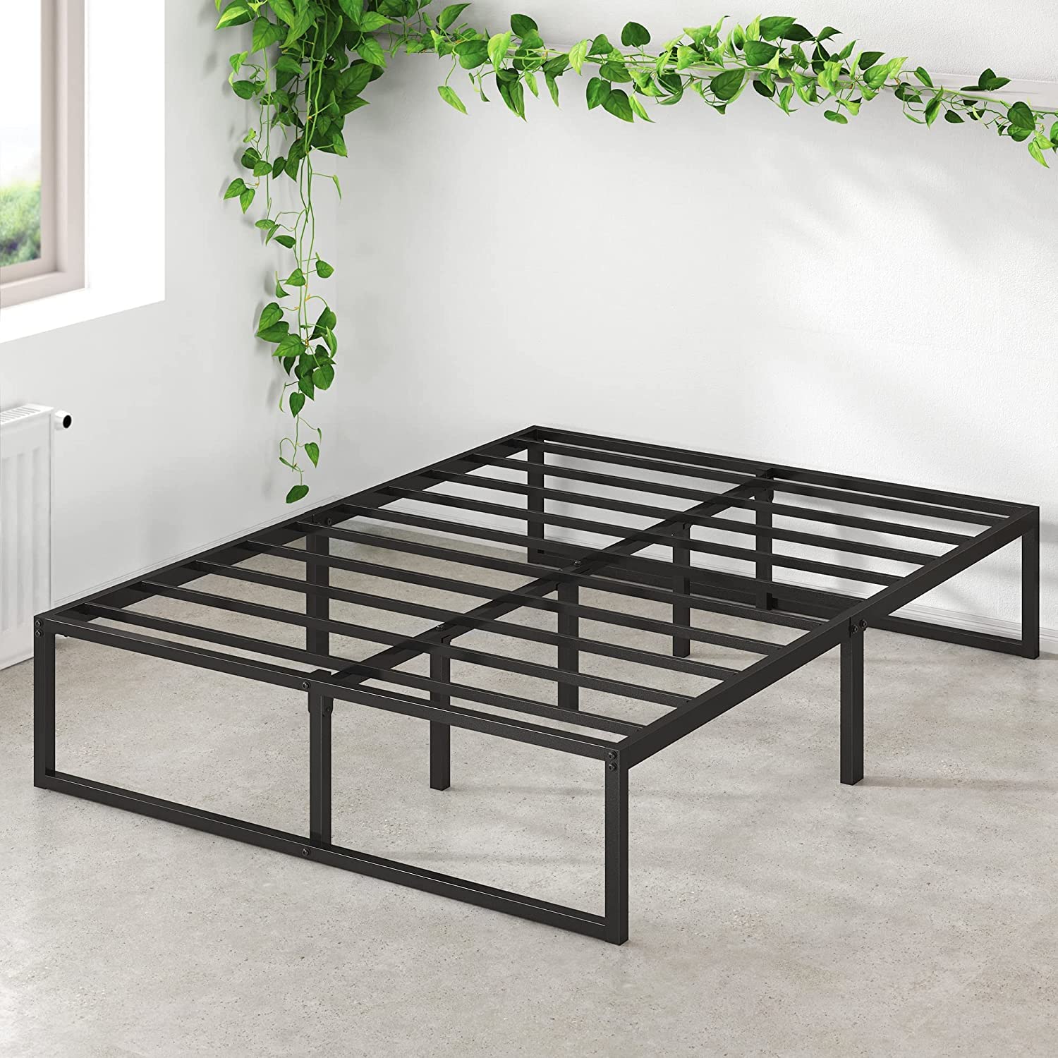 Zinus Queen Bed Frame 14 Inch – Heavy Duty Steel Platform Bed with Underbed Storage, No Box Spring Needed, Easy Assembly – Perfect for Small Spaces, Guest Rooms & Apartments