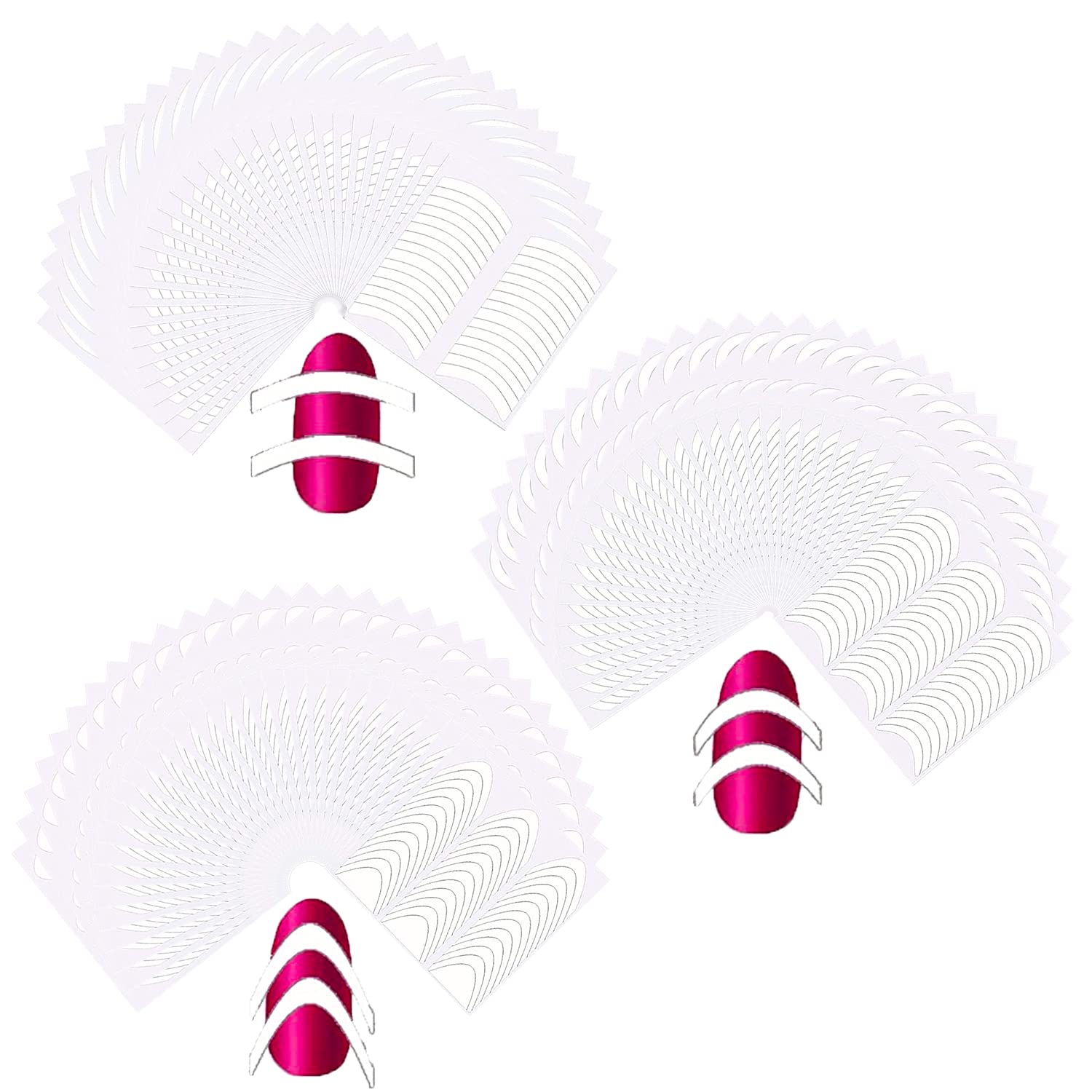 JERCLITY 90 Sheets 3420 Pieces Self-Adhesive French Manicure Nail Art Stickers - 3 Moon Shape Designs for Nail Tips Guides, DIY Decoration & Stencil Tools | Perfect for Salon, Home Manicures & Nail Art Enthusiasts