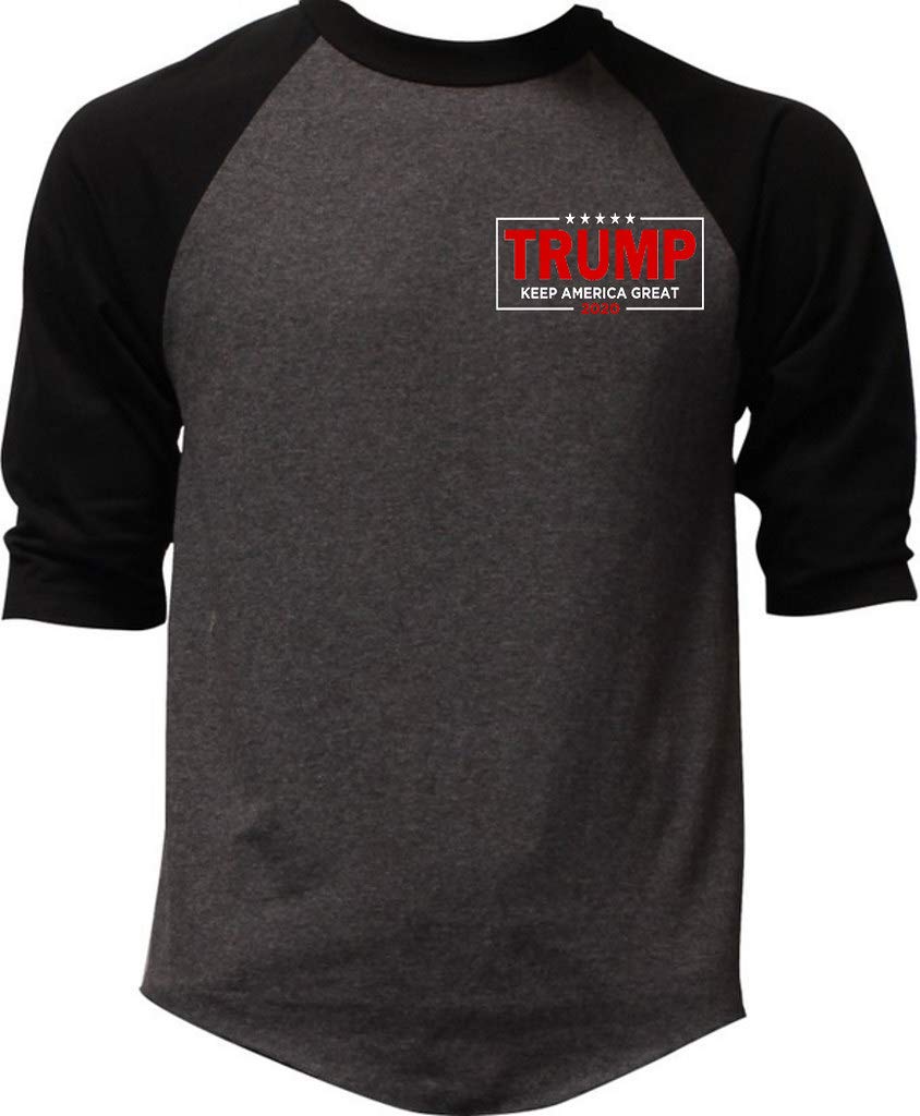 Koyotee Men's Raglan Baseball T-Shirt - Charcoal/Black | Comfortable Trump KAG Graphic Tee for Casual Wear, Sports & Patriotic Events
