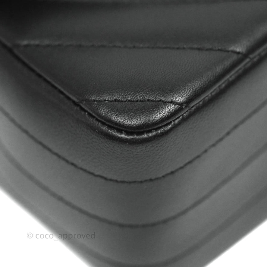 Chanel Chevron Mini Rectangular Flap Bag in Black Lambskin Leather with Silver Hardware - Perfect for Evening Events & Luxury Fashion Accessories