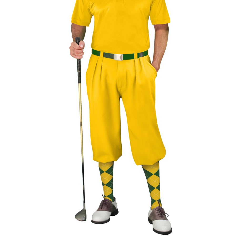 Men's Golf Outfit Set - Yellow & Dark Green Polo Shirt with Matching Pants - Perfect for Golf Tournaments & Casual Weekend Wear