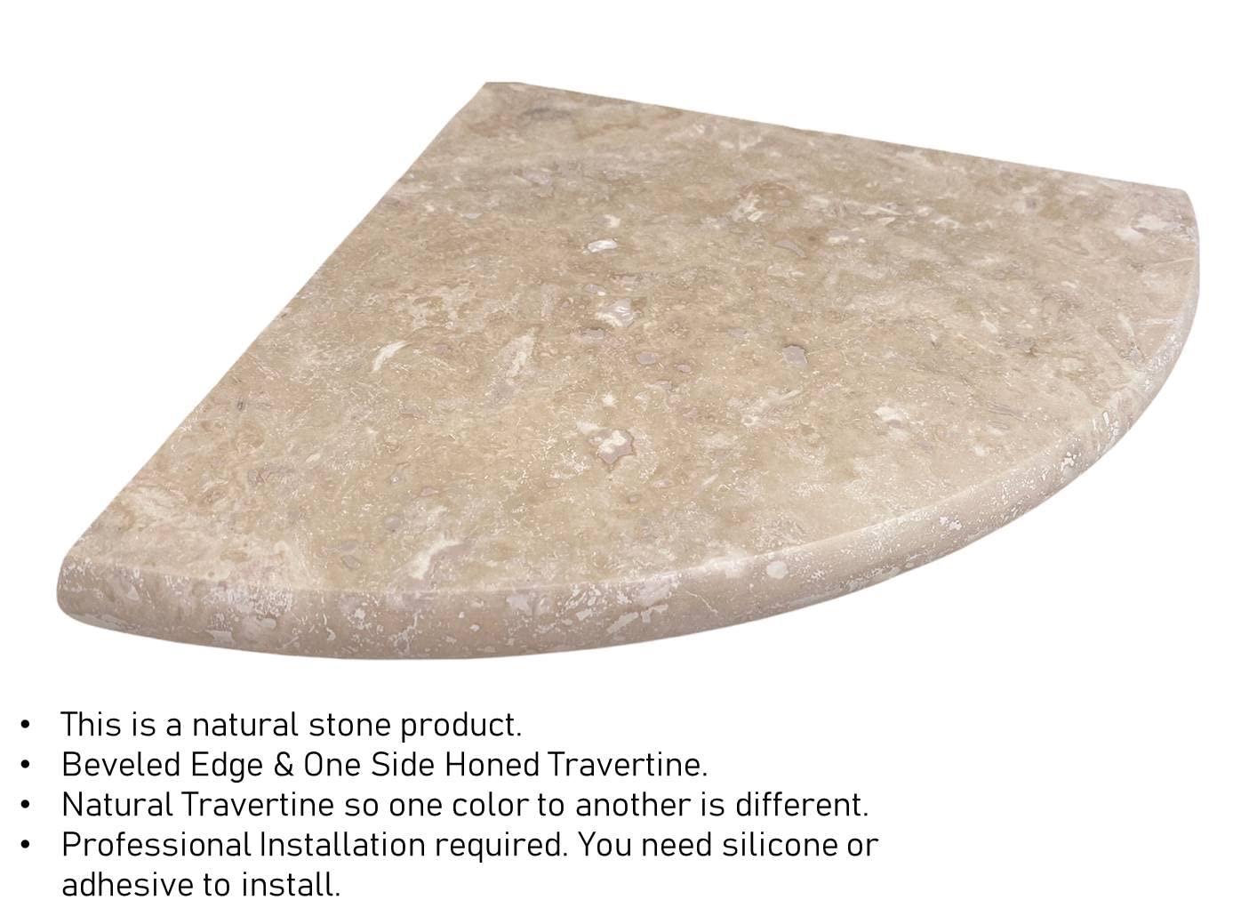 Premium Quality Light Travertine Corner Shelf - Filled & Honed 9 Inch (2 Pack) - Perfect for Bathroom, Kitchen, or Living Room Storage & Decor