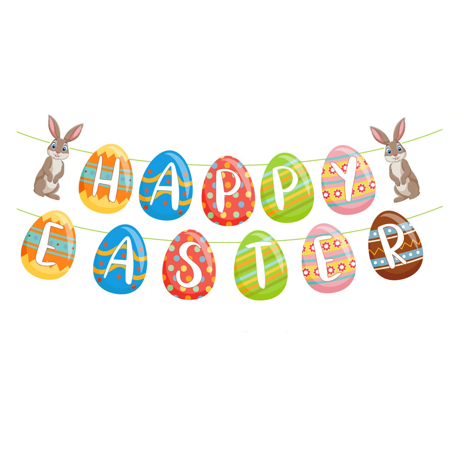 Easter Bunny Ornaments - Colorful Easter Party Decorations & Pennant Banners for Home, Church, and Venue Decor - Perfect for Easter Egg Hunts, Spring Celebrations, and Holiday Festivities
