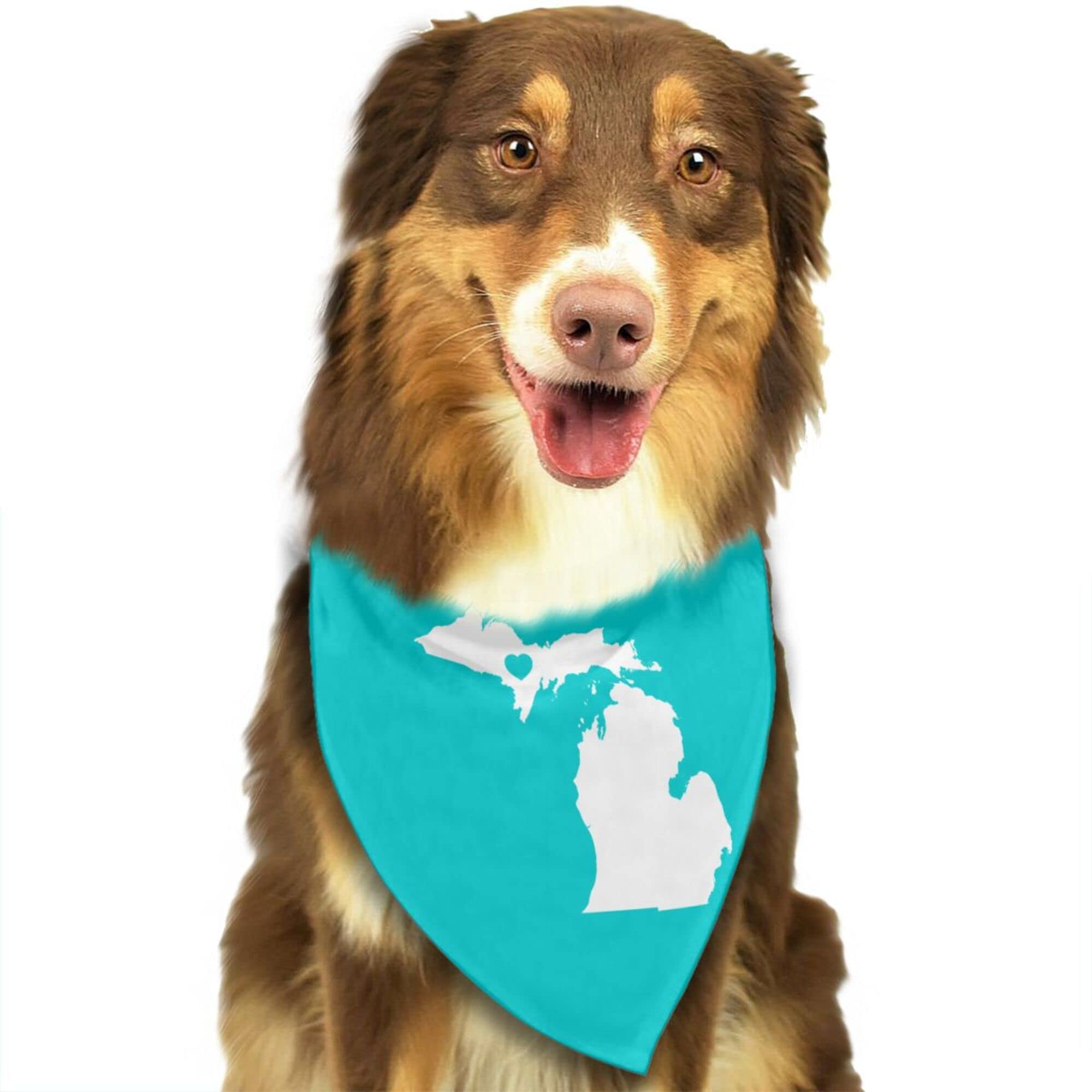 Michigan State Map Dog Bandana - Adjustable Pet Scarf for Dogs & Cats - Cute Triangle Bib Kerchief Accessory - Perfect for Gameday, Travel & Photo Shoots